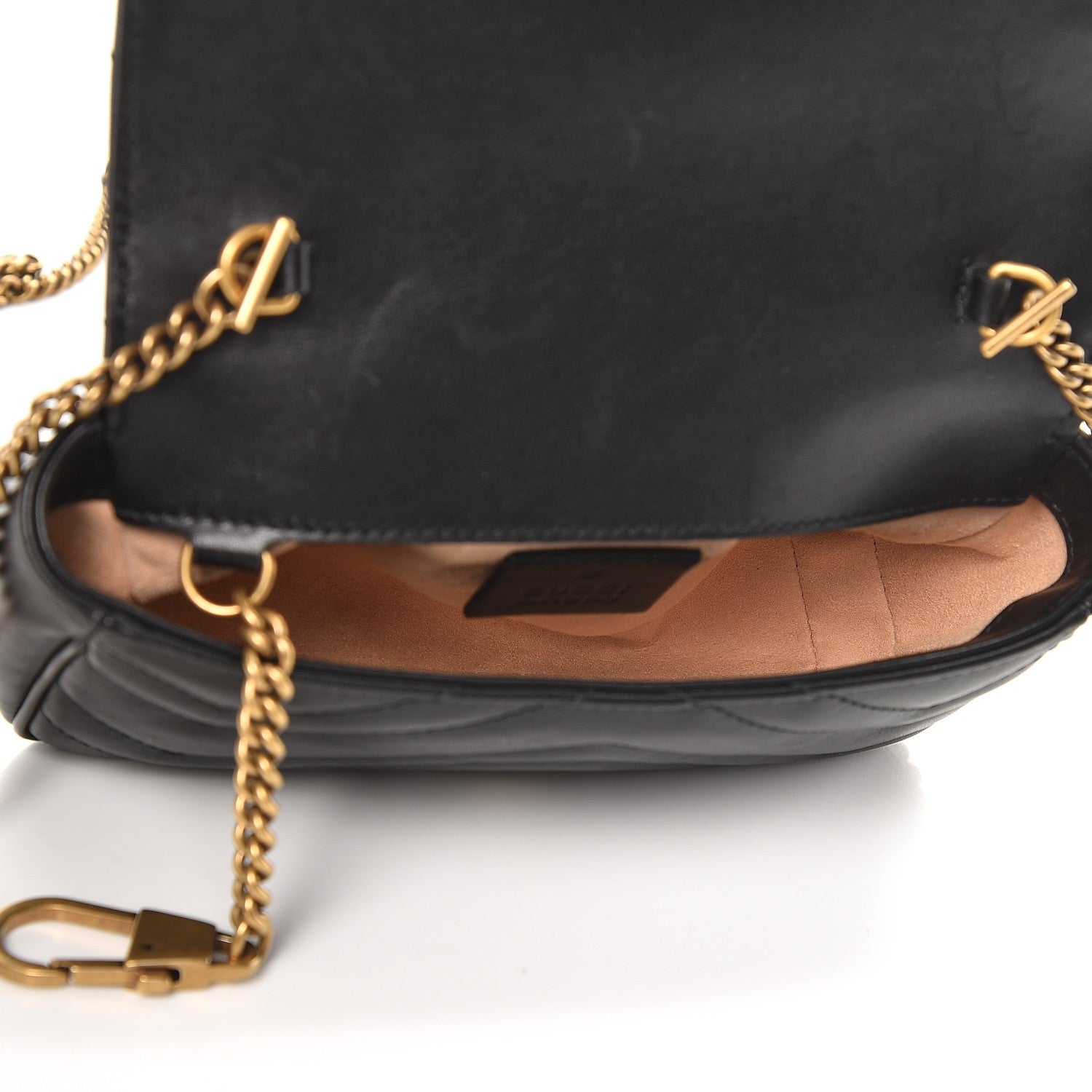 Gucci Calfskin Matelasse Super Mini GG Marmont Shoulder Bag Black 5 of 8