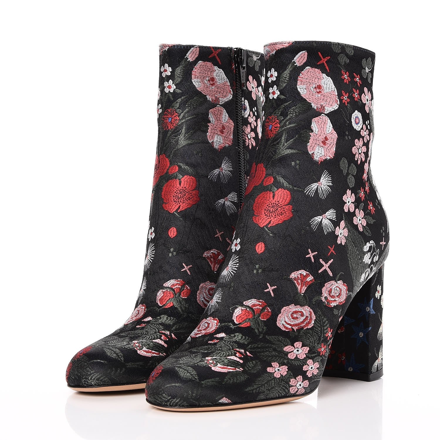 Valentino Garavani Brocade Camugarden Embroidered Short Boots 35 Nero Black 3 of 9
