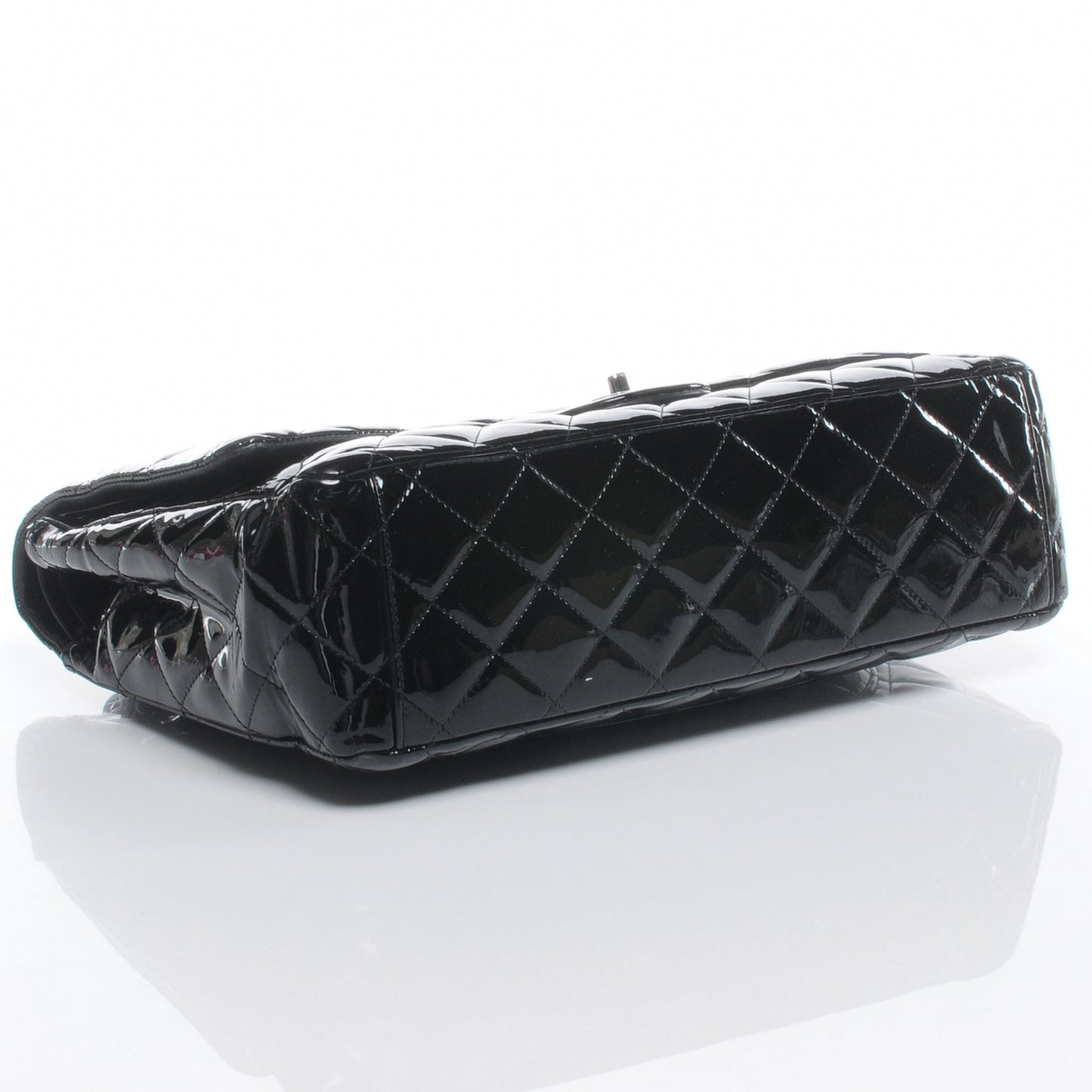 Patent Quilted Maxi Double Flap Black