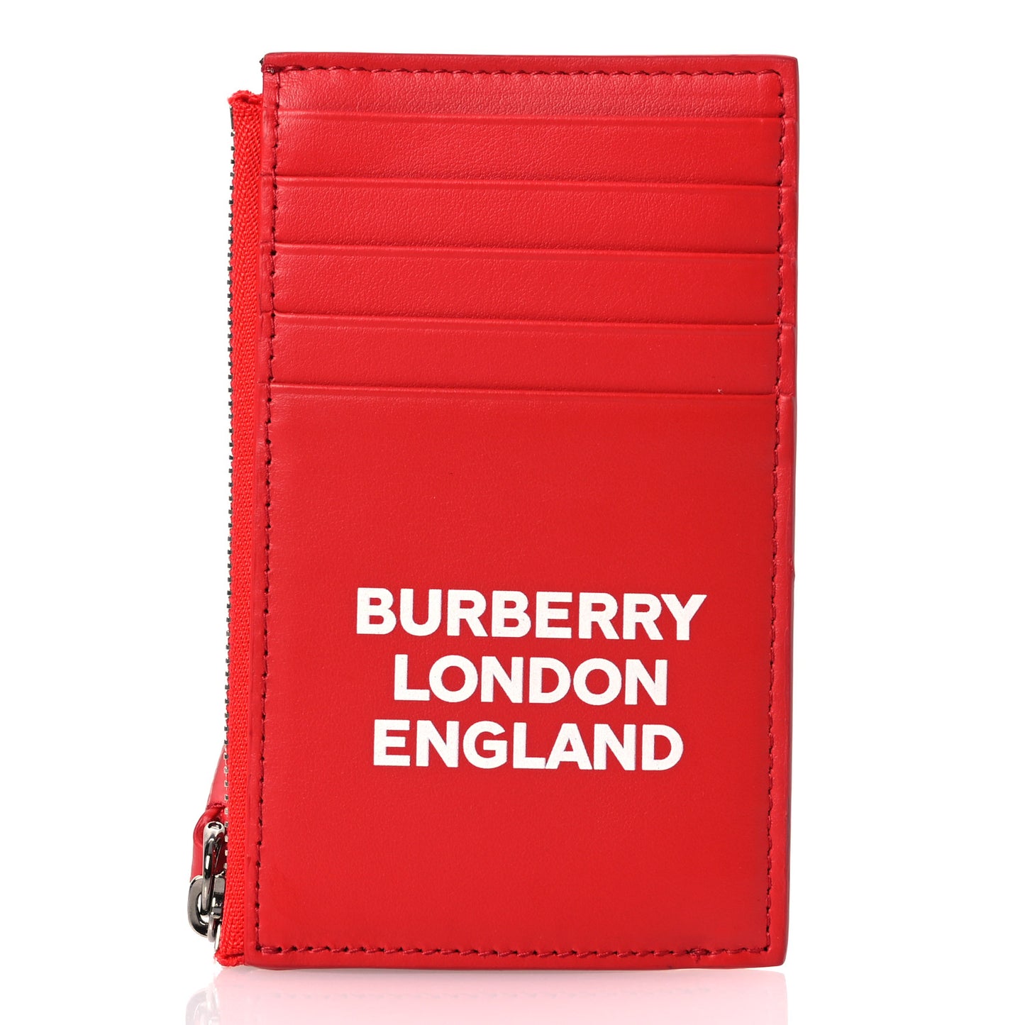 Calfskin London England Print Logo Alwyn Card Holder Bright Red
