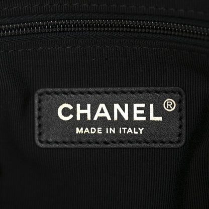 Chanel Suede Calfskin Shiny Lambskin Quilted Coco Base Shopping Bag Beige Black 7 of 11