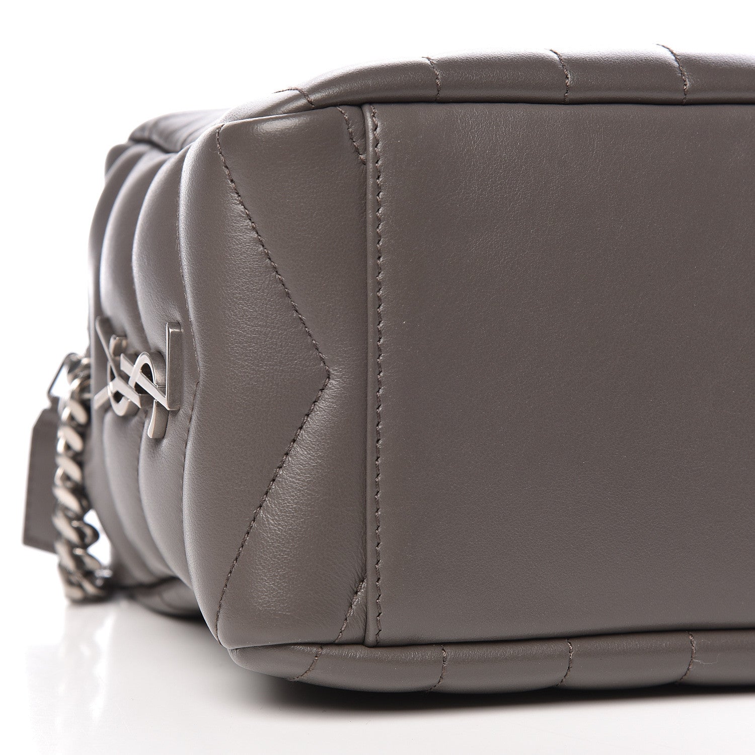 Saint Laurent Calfskin Y Quilted Monogram Small Loulou Bowling Bag Earth 8 of 10