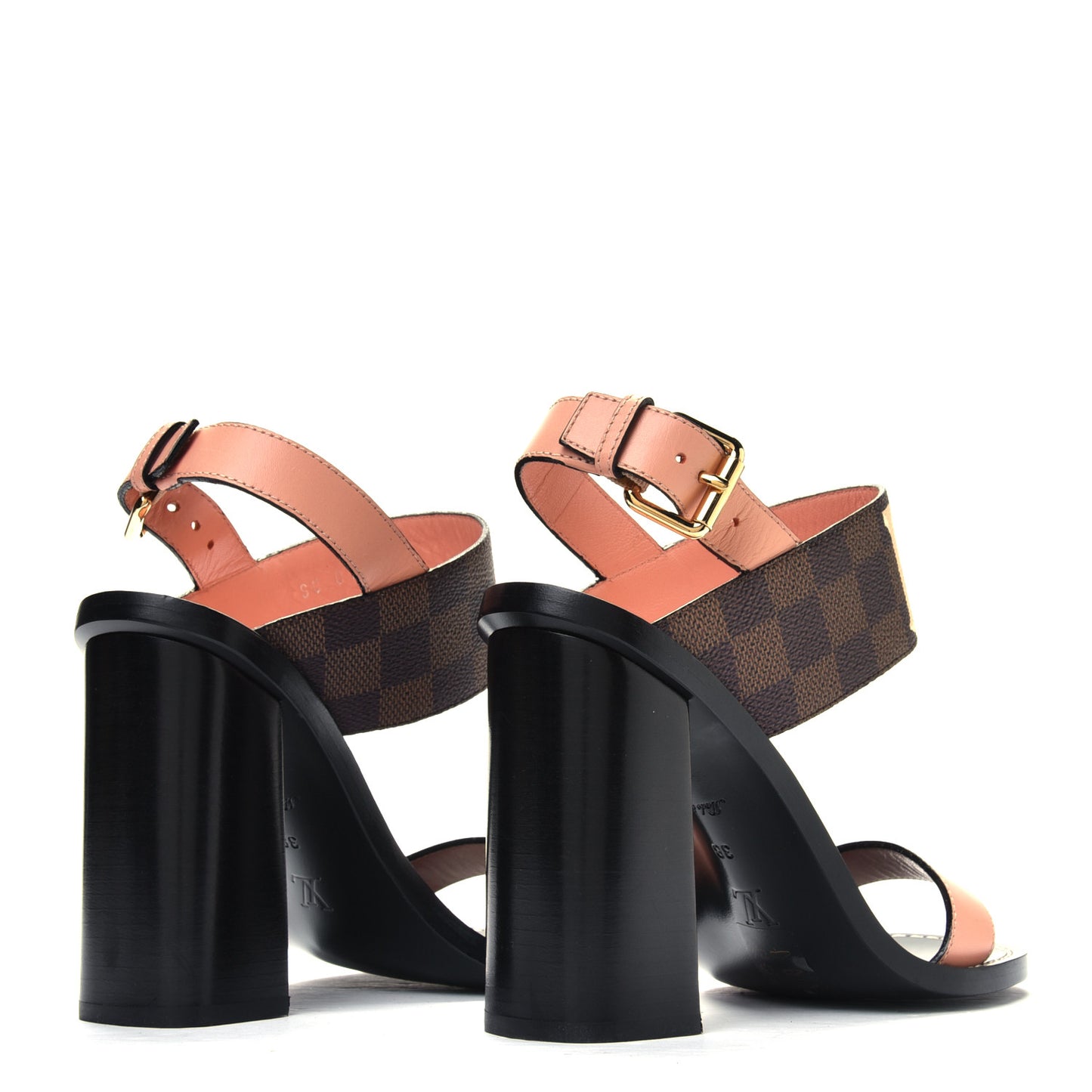 Calfskin Damier Ebene Passenger Heeled Sandals 38