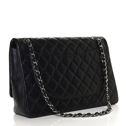 Chanel Caviar Quilted Maxi Double Flap Navy Blue 3 of 14