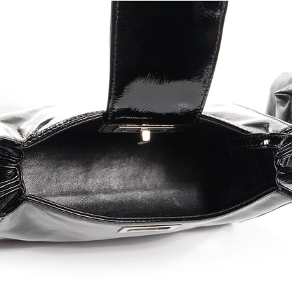 Chanel Patent Mademoiselle Lock Convertible Wrist Clutch Bag Black 6 of 8