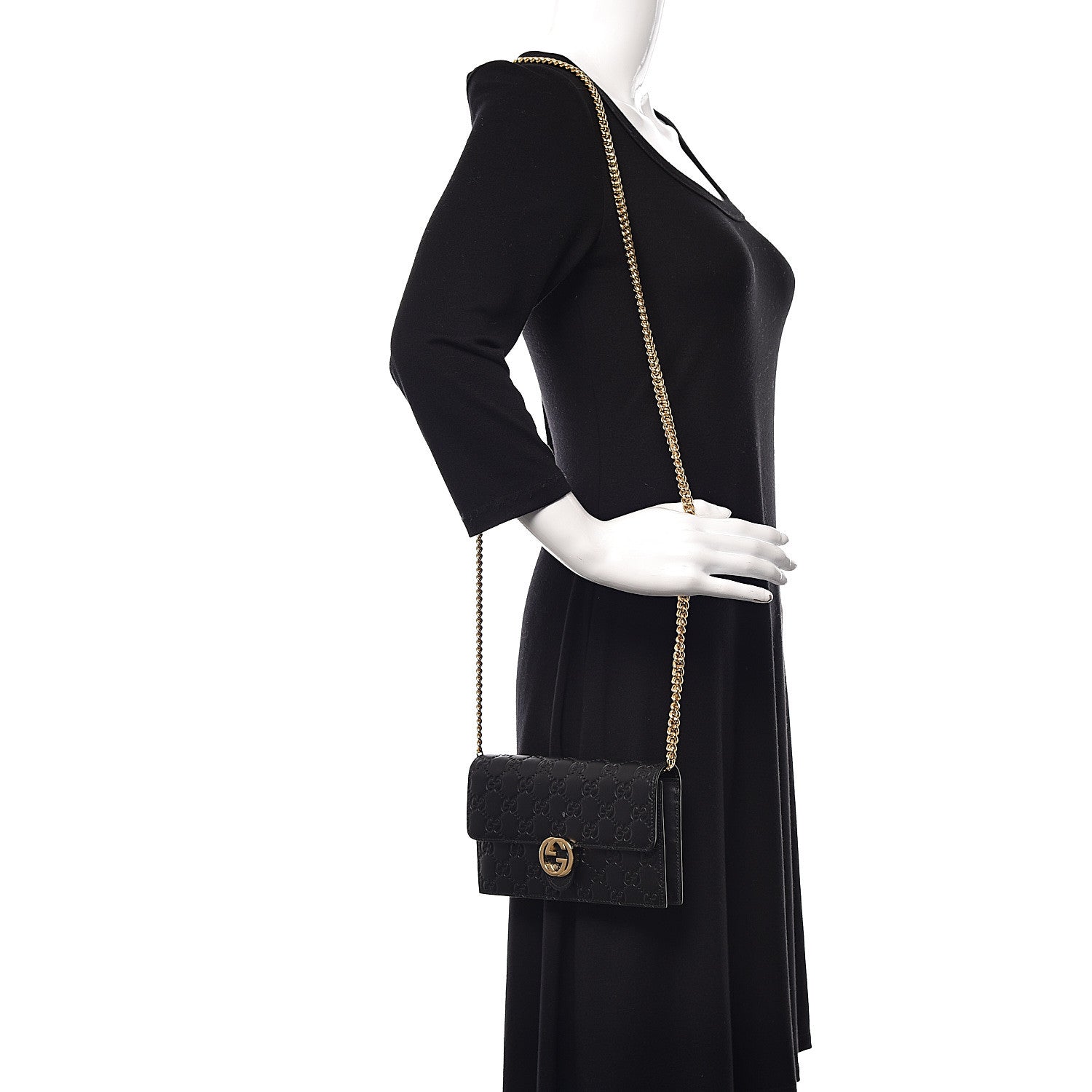 Gucci Guccissima Icon Chain Wallet Black 2 of 9