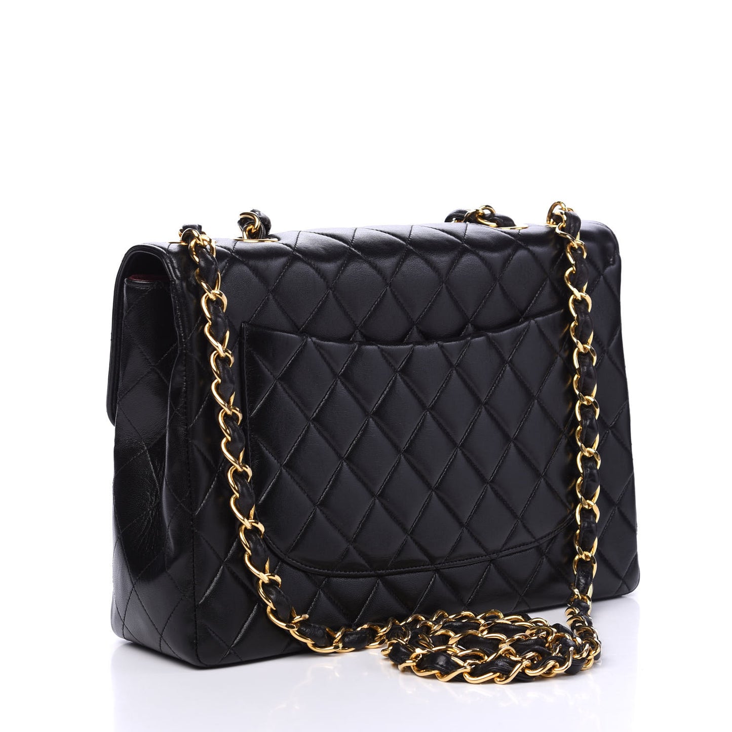 Lambskin Quilted Jumbo Single Flap Black