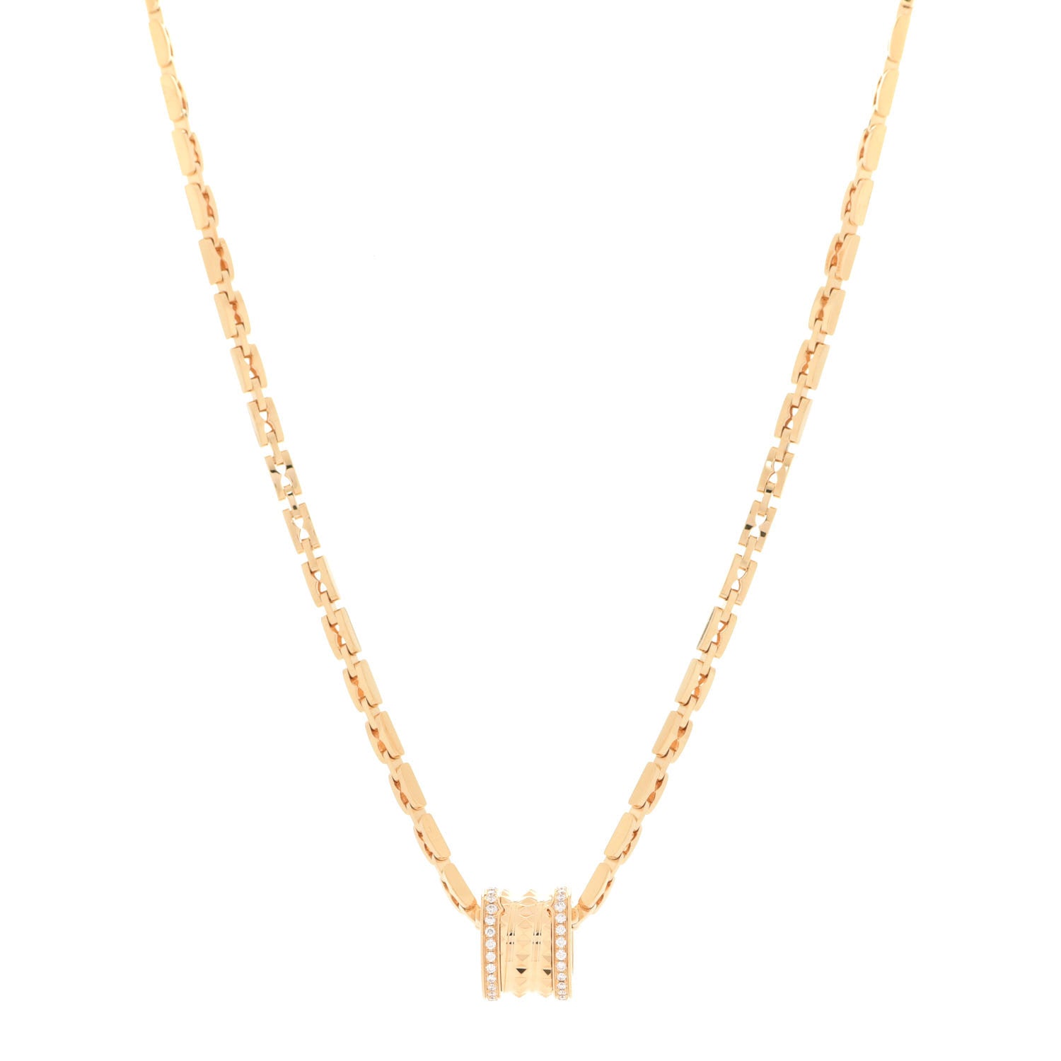 Bulgari 18K Yellow Gold Diamond .29ctw B.Zero1 Rock Pendant Necklace 1 of 8