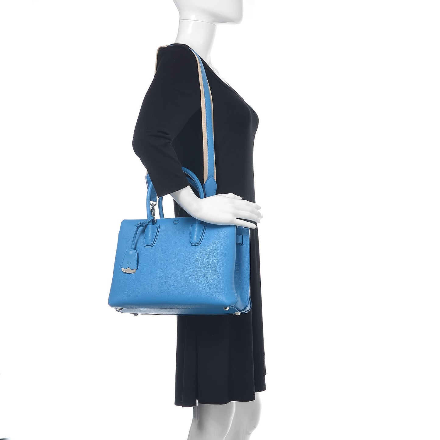 Grained Calfskin Medium Milla Tote Tile Blue