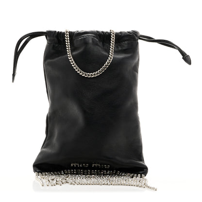 Miu Miu Nappa Starlight Crystal Fringe Trick Pouch On Strap Black 1 of 7