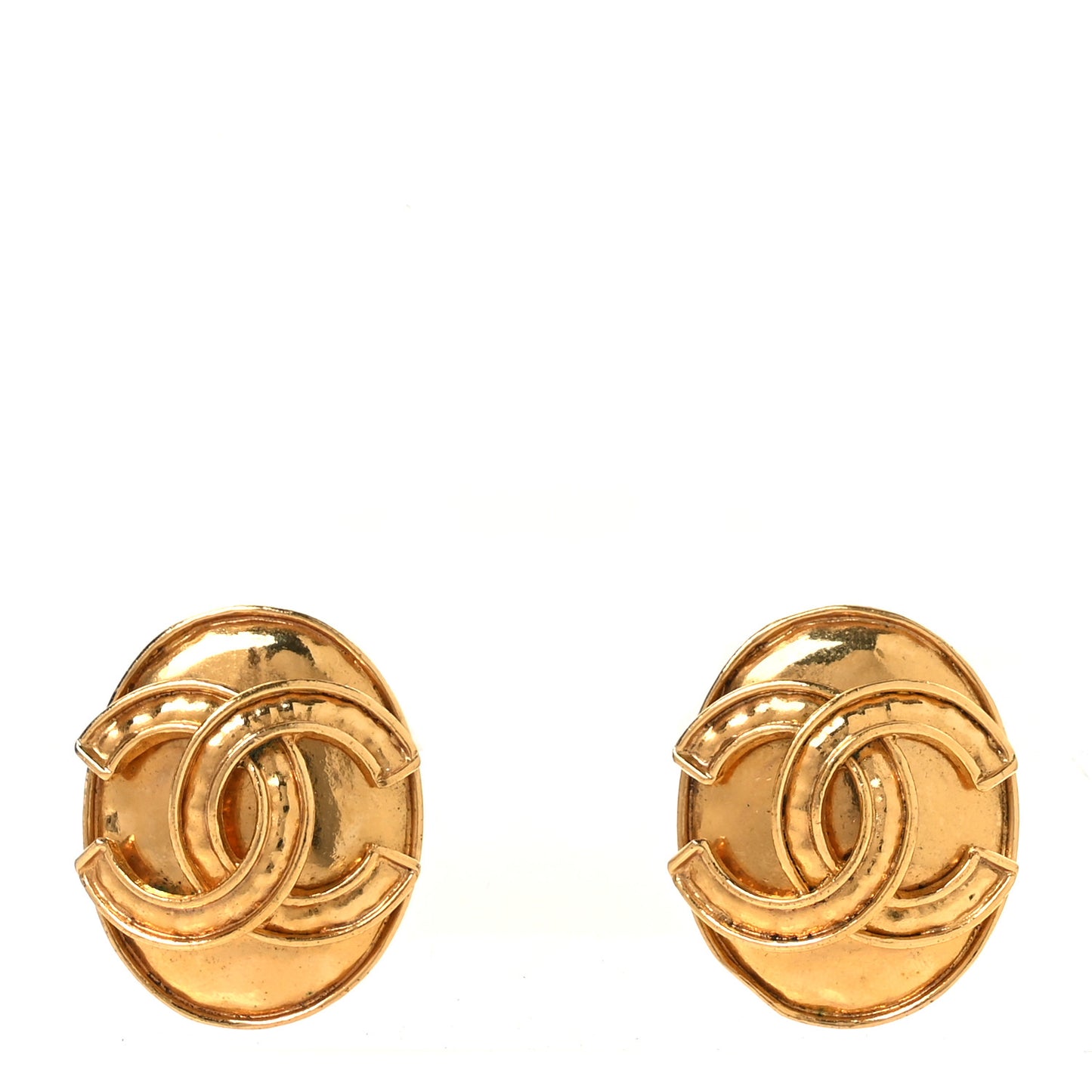 Oval CC Clip On Earrings Gold