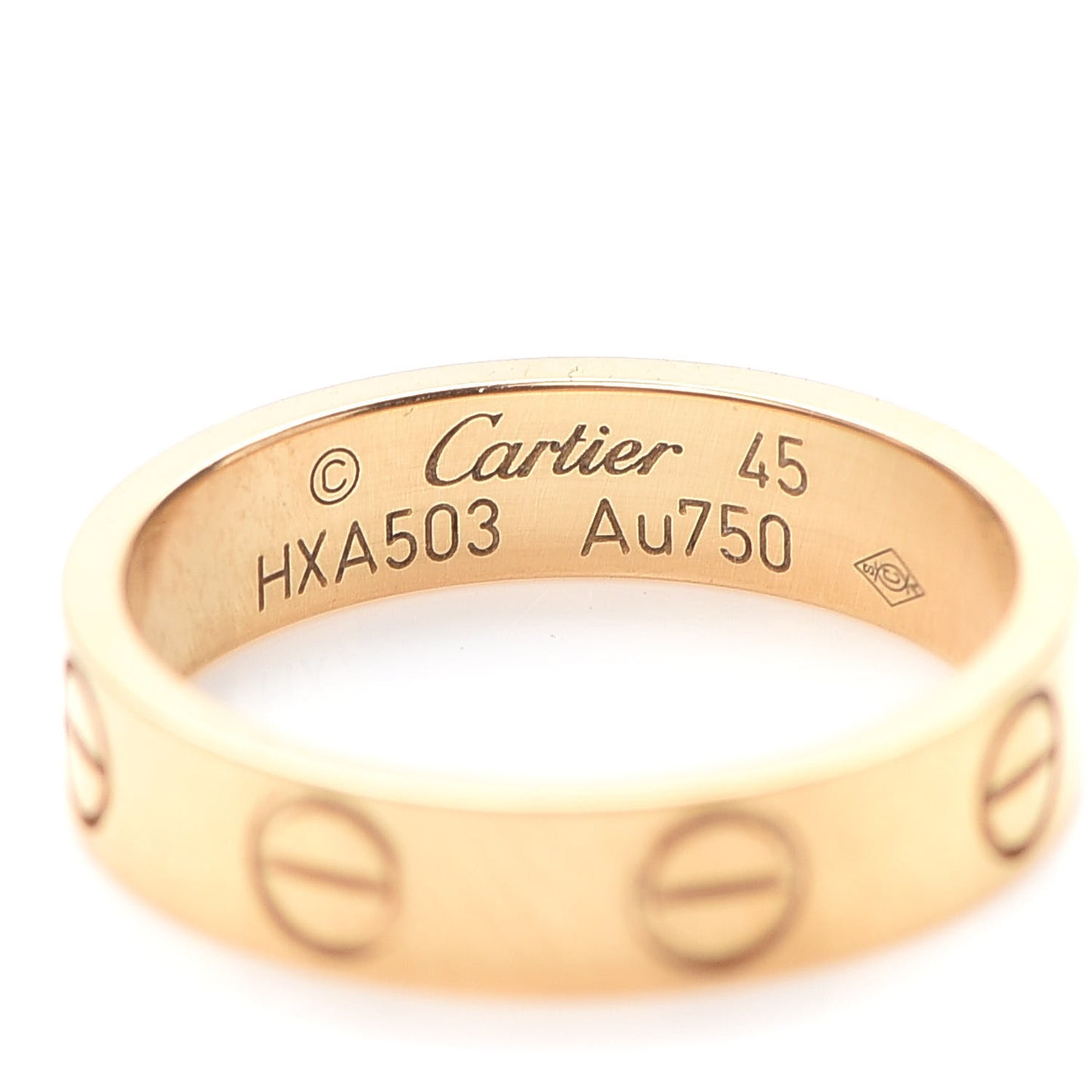 18K Yellow Gold 3.5mm LOVE Wedding Band Ring 45 3.25