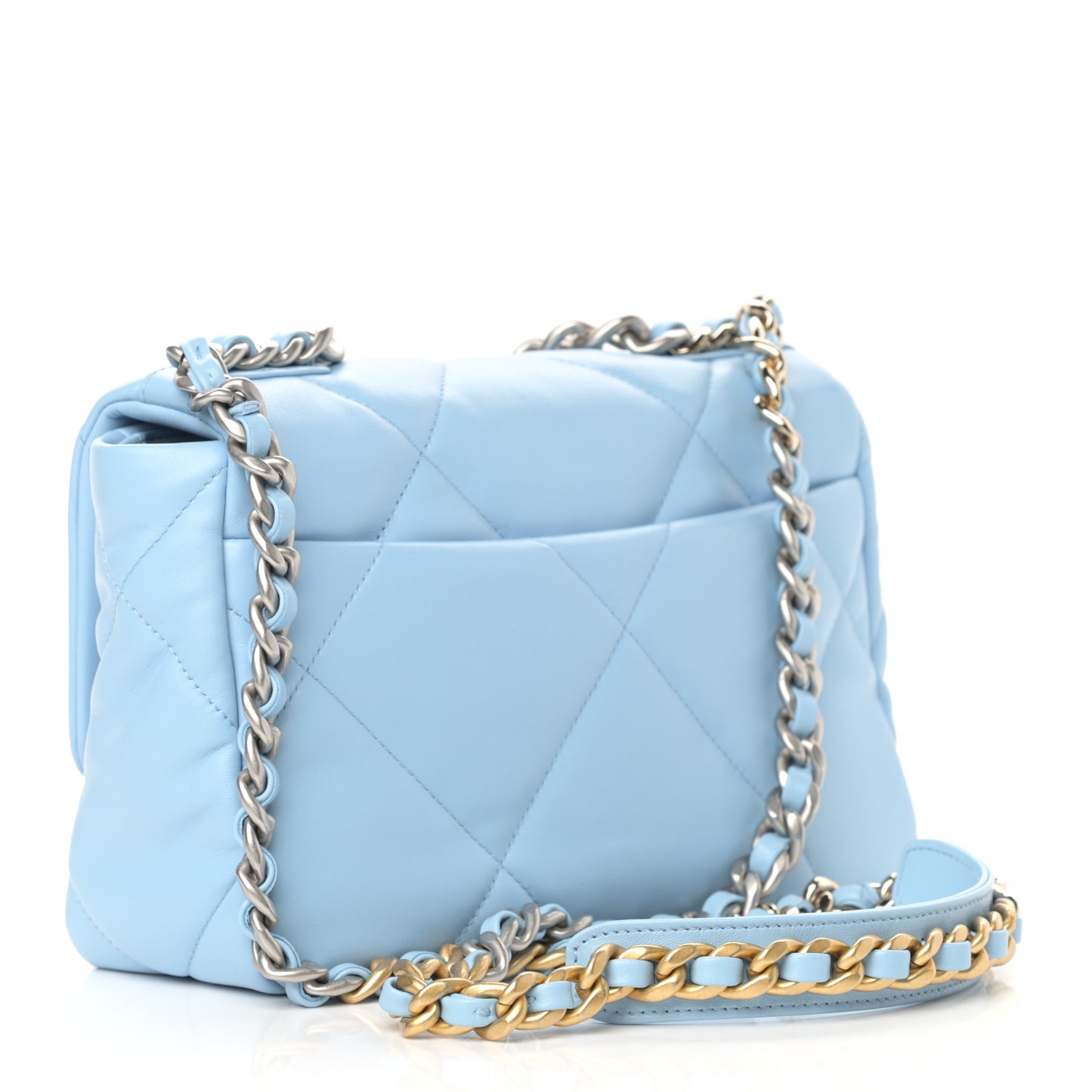 Lambskin Quilted Medium Chanel 19 Flap Light Blue