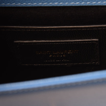 Saint Laurent Grain De Poudre Small Classic Monogram Kate Satchel Blue Clair 6 of 10