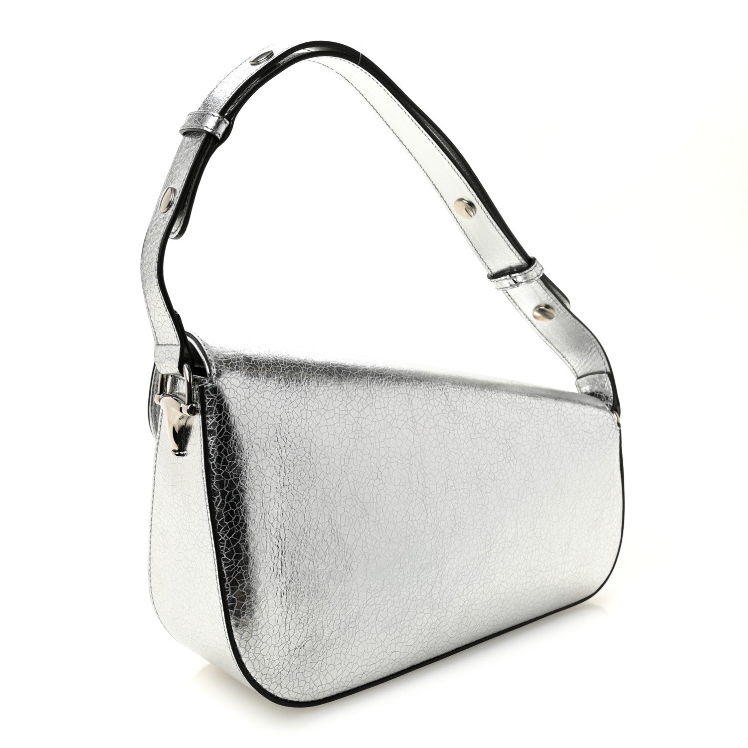 Gucci Metallic Demetra Small Horsebit 1955 Asymmetric Shoulder Bag Silver 3 of 10