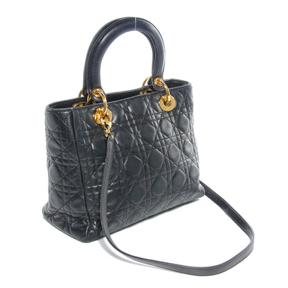 Christian Dior Lambskin Cannage Medium Lady Dior Black 3 of 8