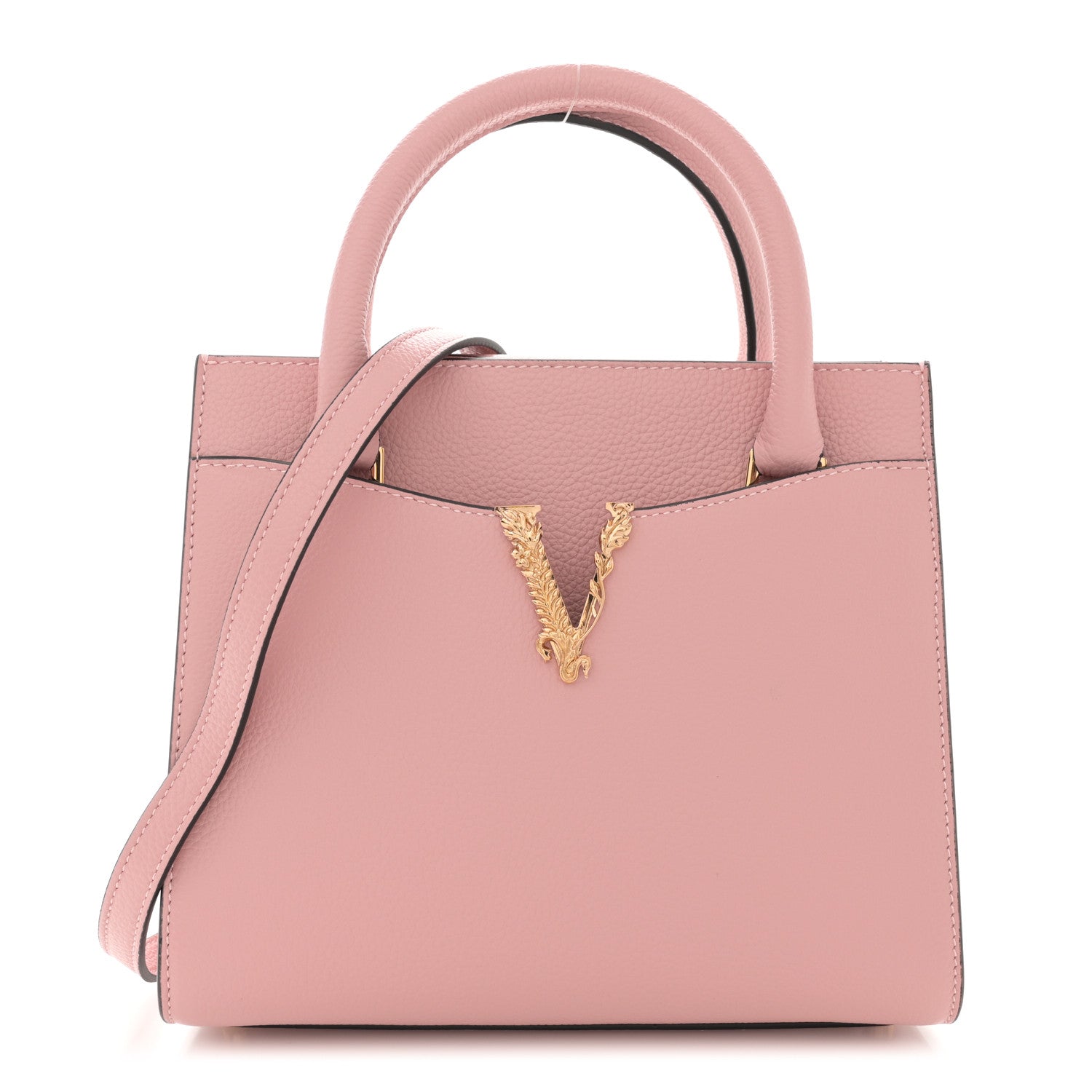 Versace Grainy Calfskin Virtus Top Handle Tote Pink 1 of 12