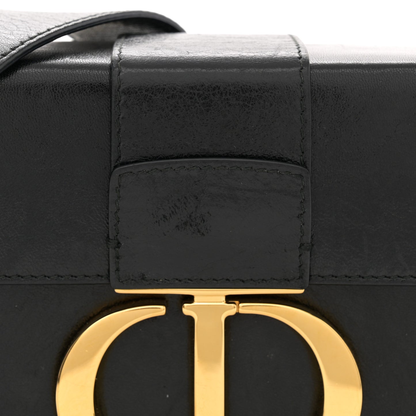 Crackled Lambskin 30 Montaigne Box Bag Black