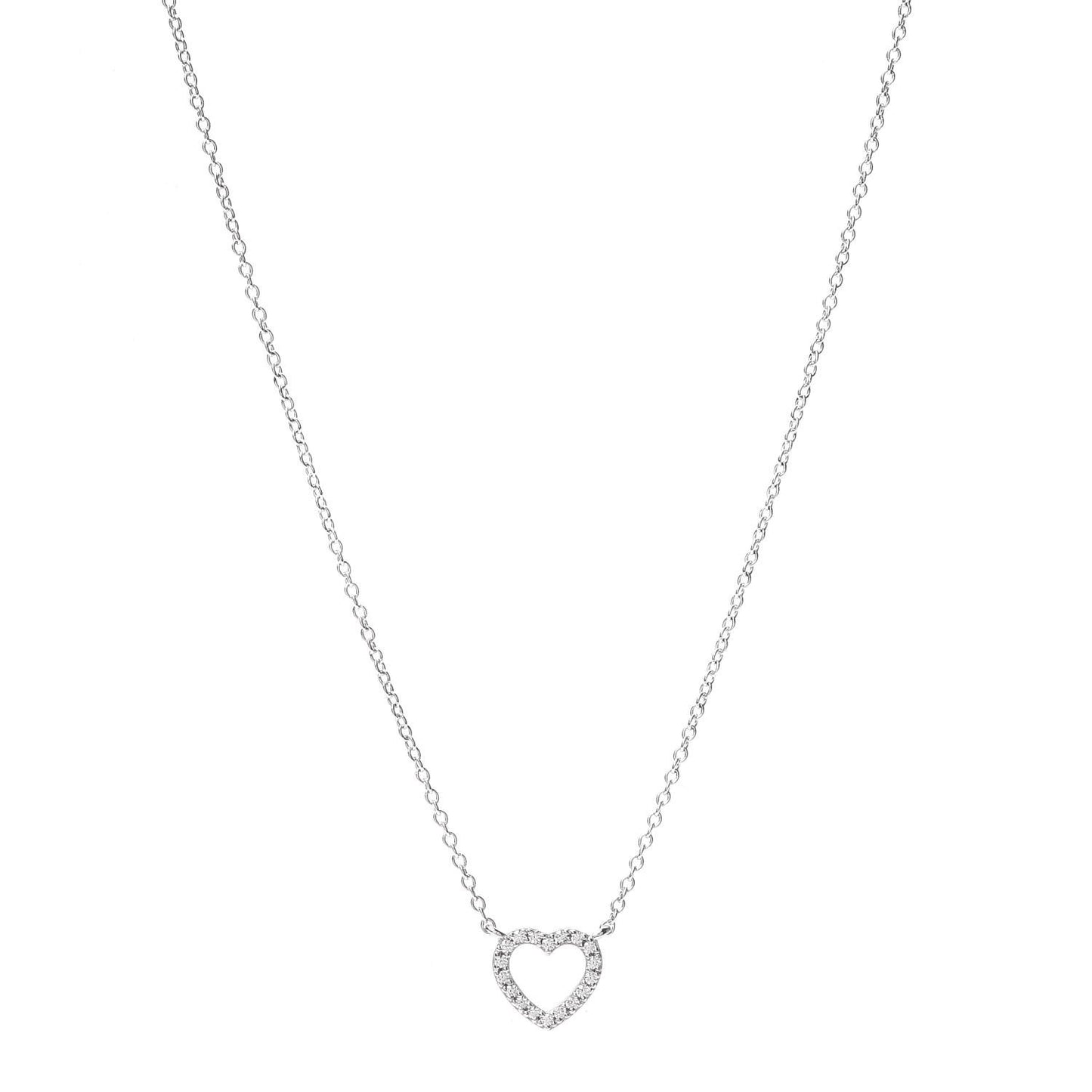 18K White Gold Diamond Metro Heart Pendant Necklace
