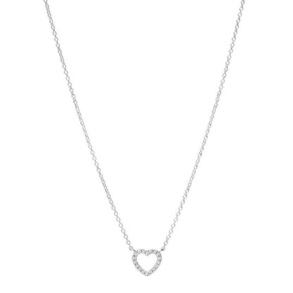 Tiffany 18K White Gold Diamond Metro Heart Pendant Necklace 1 of 5