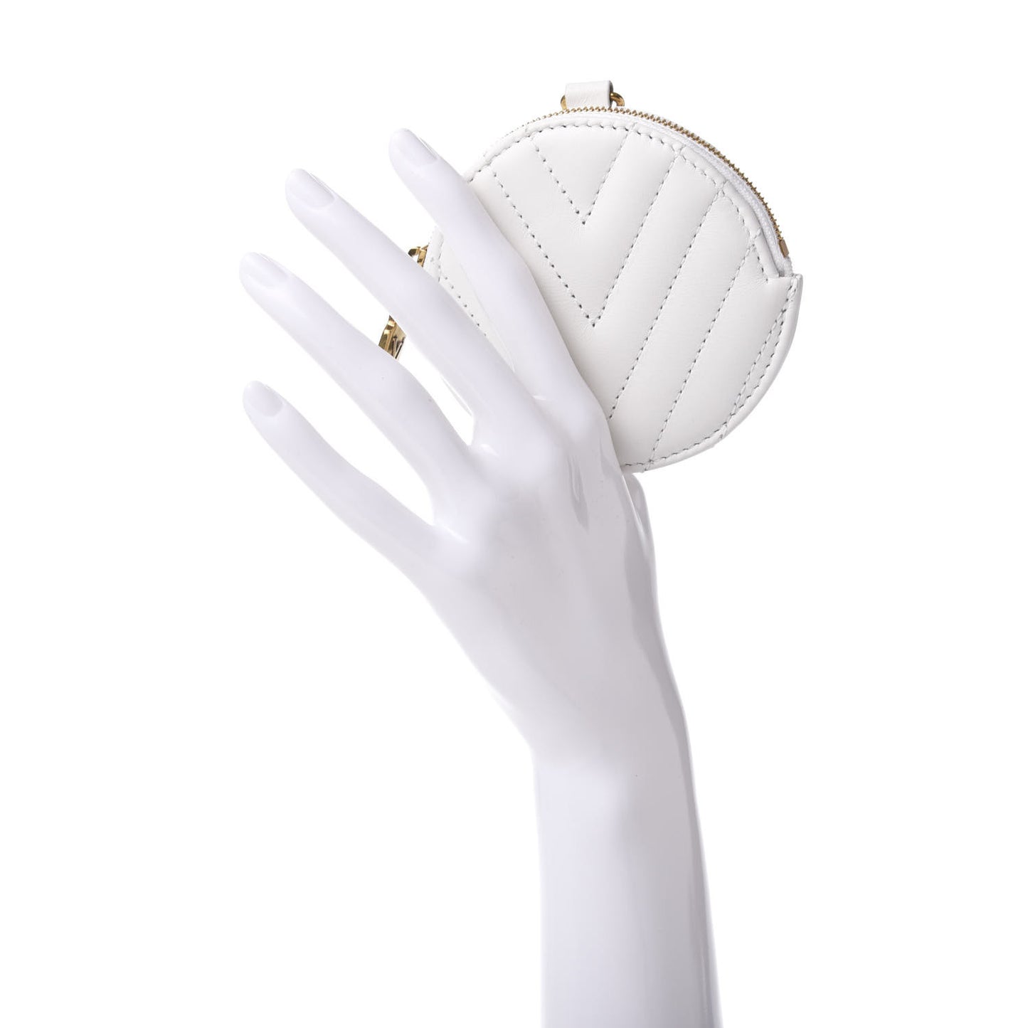 Calfskin New Wave Multi Pochette Round Coin Purse Snow