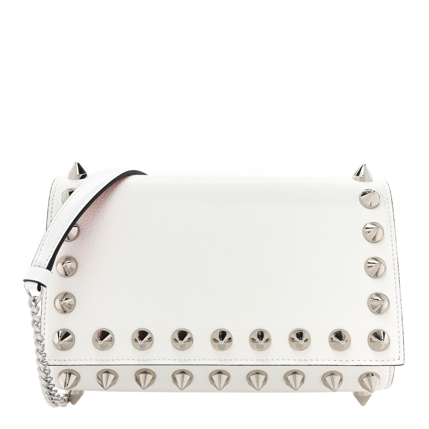 Christian Louboutin Calfskin Empire Maxi Spikes Paloma Clutch White 1 of 16