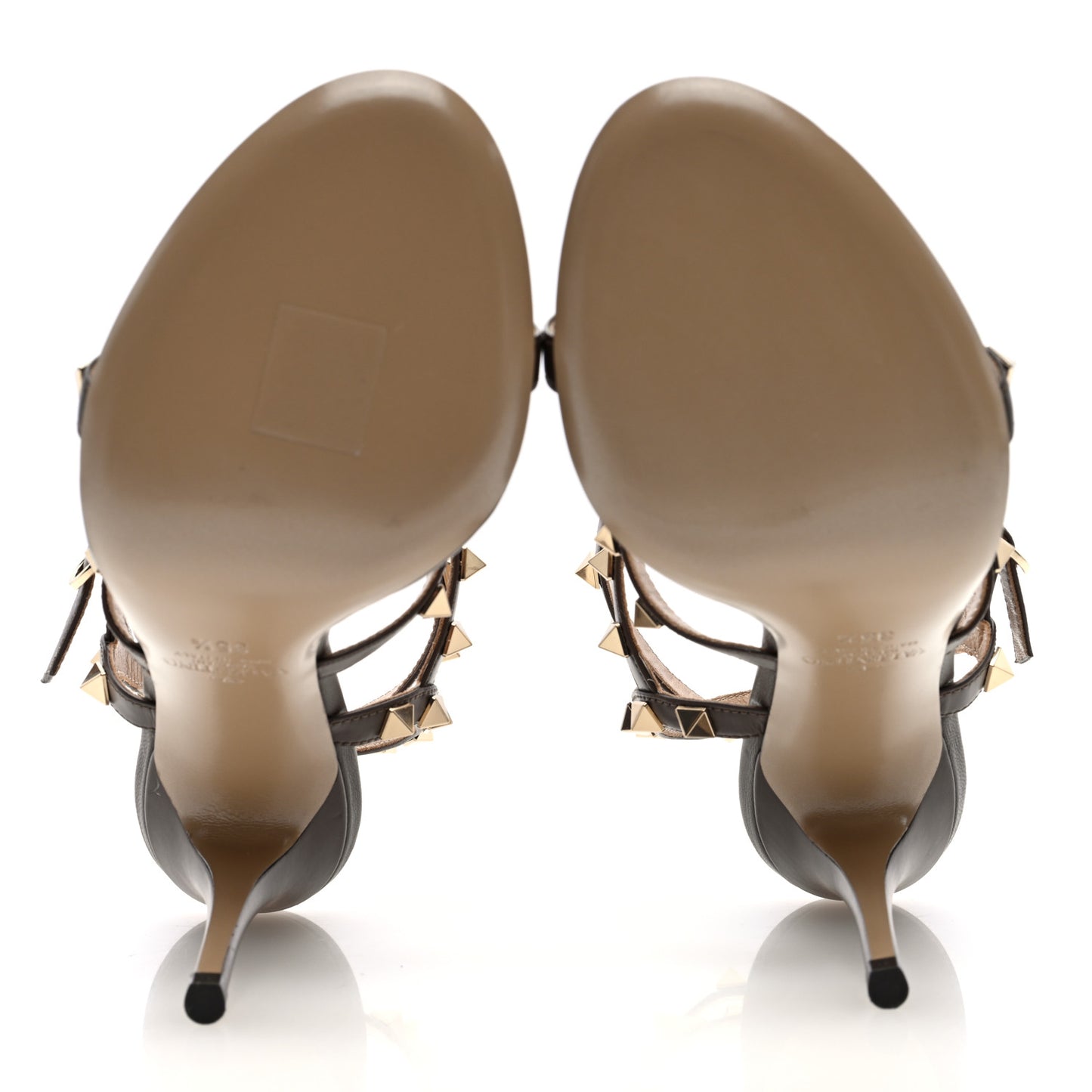 Calfskin Nappa Rockstud Gladiator 105mm Sandals 35.5 Brown