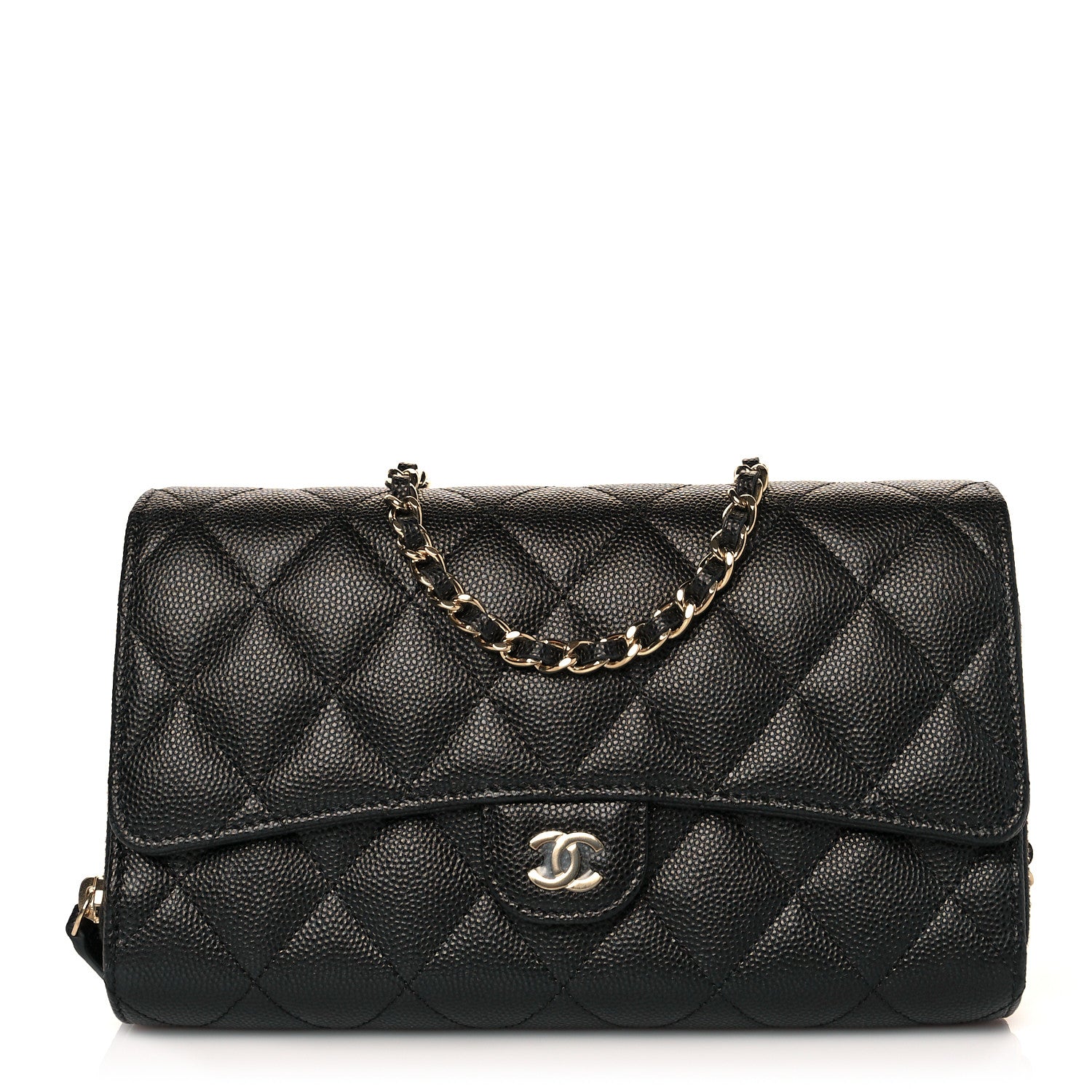 Chanel Caviar Quilted Phone Holder Wallet on Removable Chain Black 2 of 12
