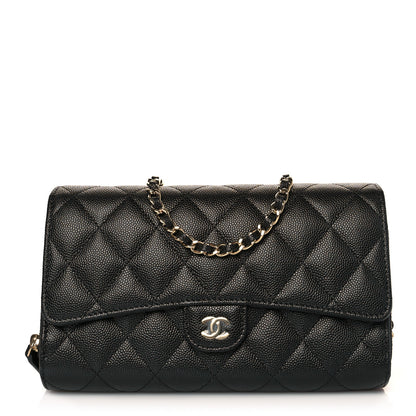 Chanel Caviar Quilted Phone Holder Wallet on Removable Chain Black 2 of 12