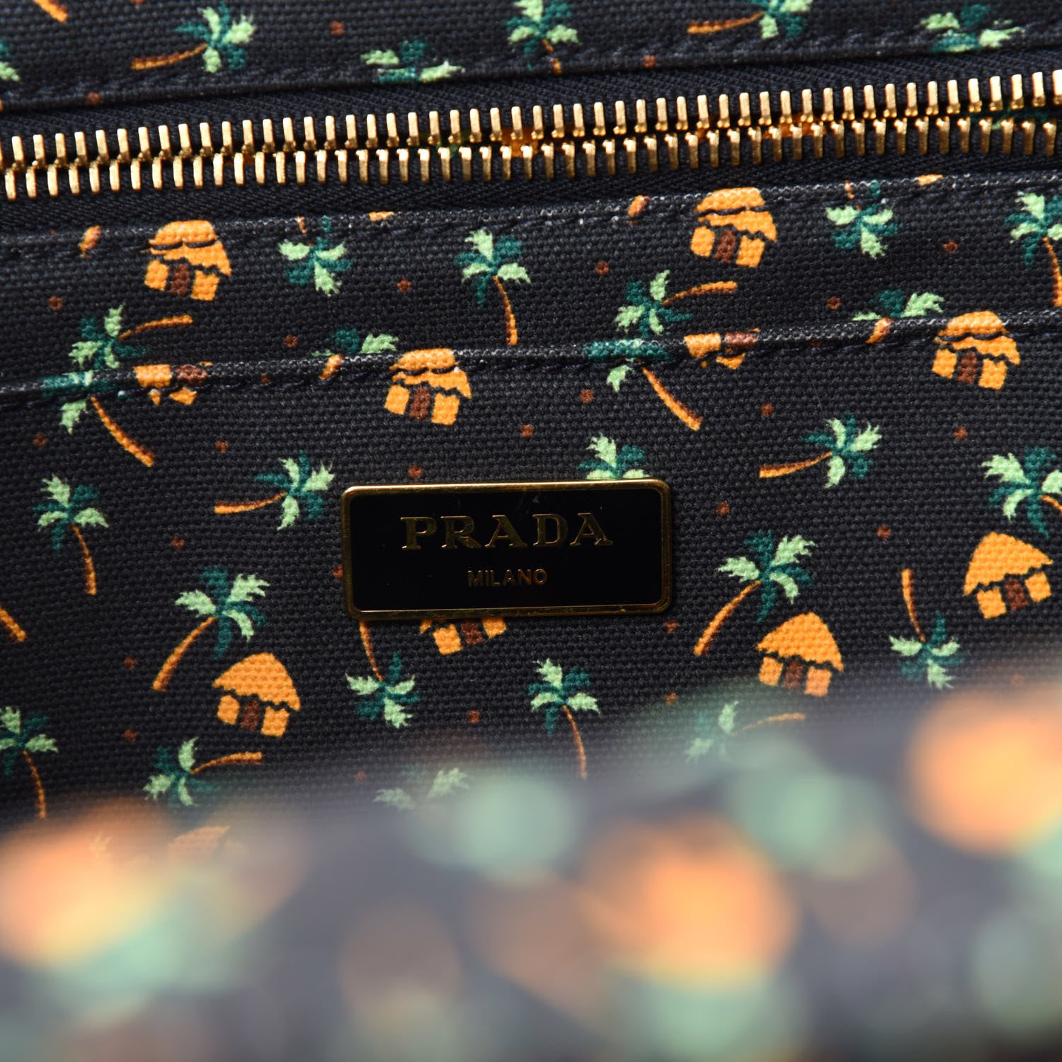 Prada Canapa Palm Tree Print Logo Tote Black 8 of 11