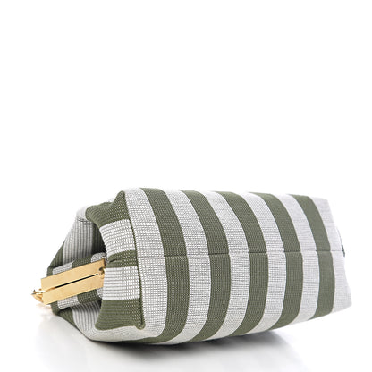 Mansur Gavriel Canvas Stripe Volume Chain Clutch Green White 3 of 8