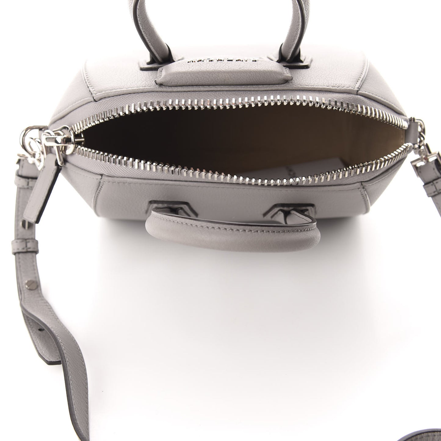 Sugar Goatskin Mini Antigona Pearl Grey