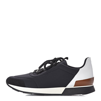 Hermes Technical Canvas Mens Miles Sneakers 43.5 Black White 1 of 8