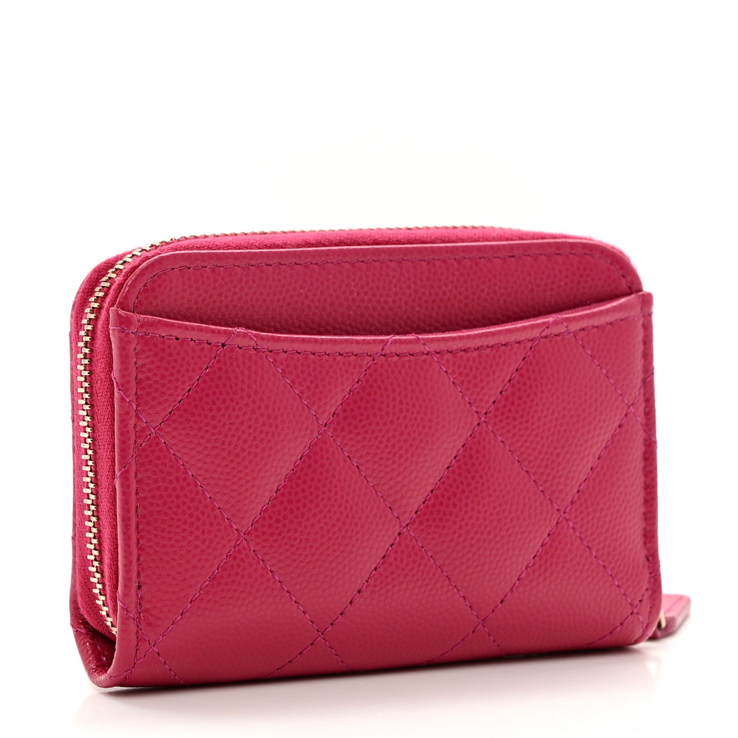 Caviar Quilted Zip Coin Purse Fuchsia