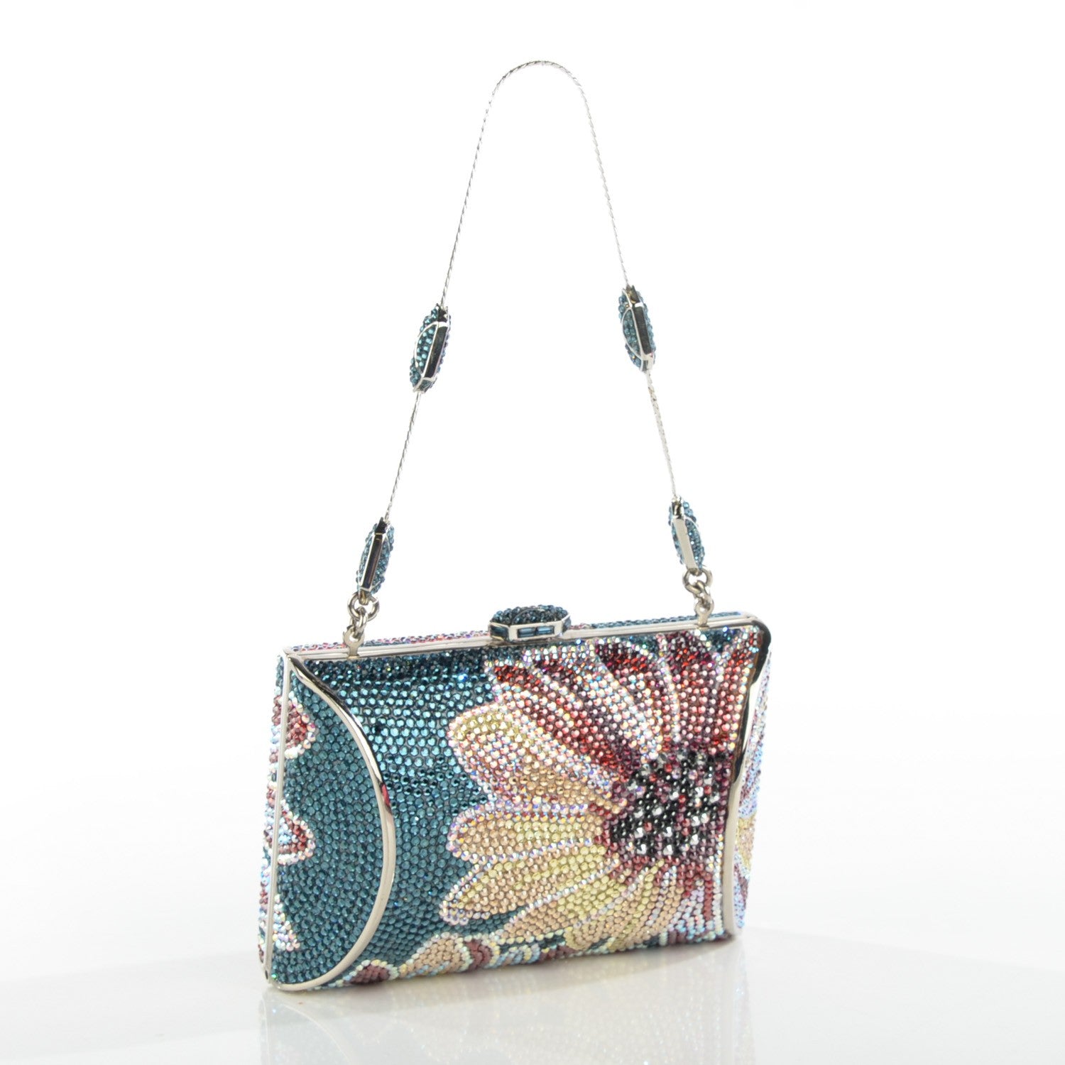 Judith Leiber Swarovski Crystal Flower Minaudiere Clutch 3 of 6