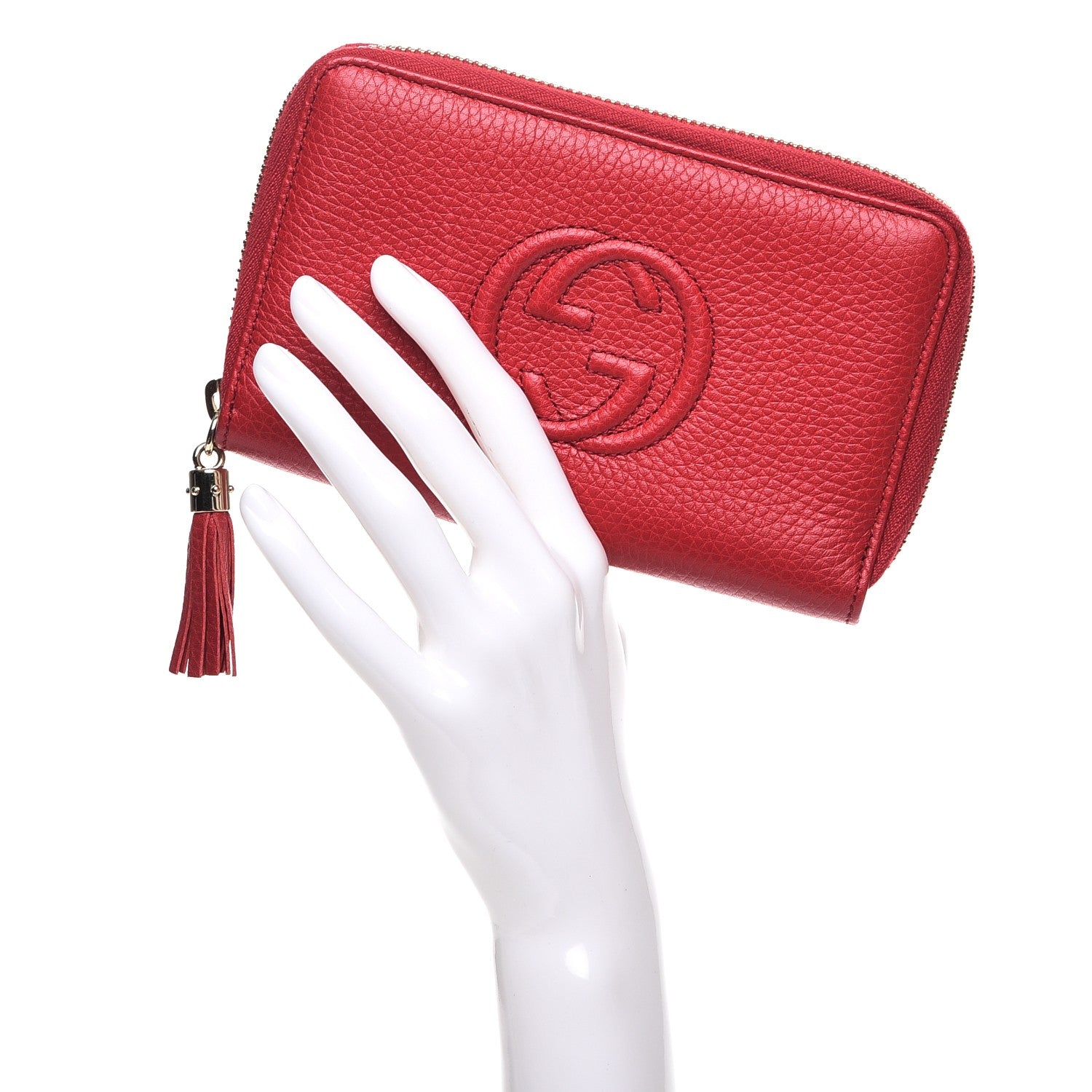 Gucci Pebbled Calfskin Medium Soho Zip Around Wallet Red 2 of 7