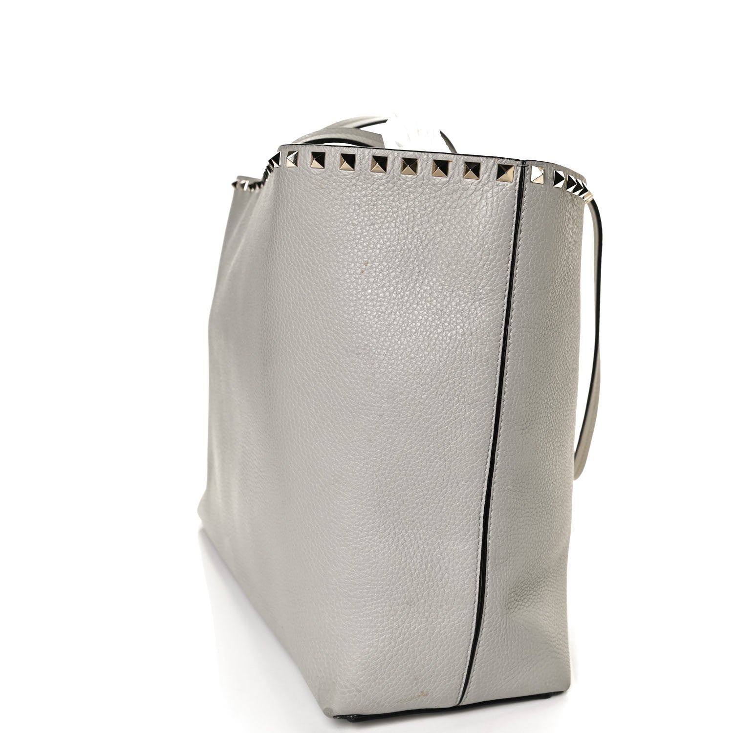 Valentino Garavani Grained Calfskin Rockstud Shoulder Tote Pastel Grey 12 of 14