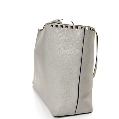 Valentino Garavani Grained Calfskin Rockstud Shoulder Tote Pastel Grey 12 of 14