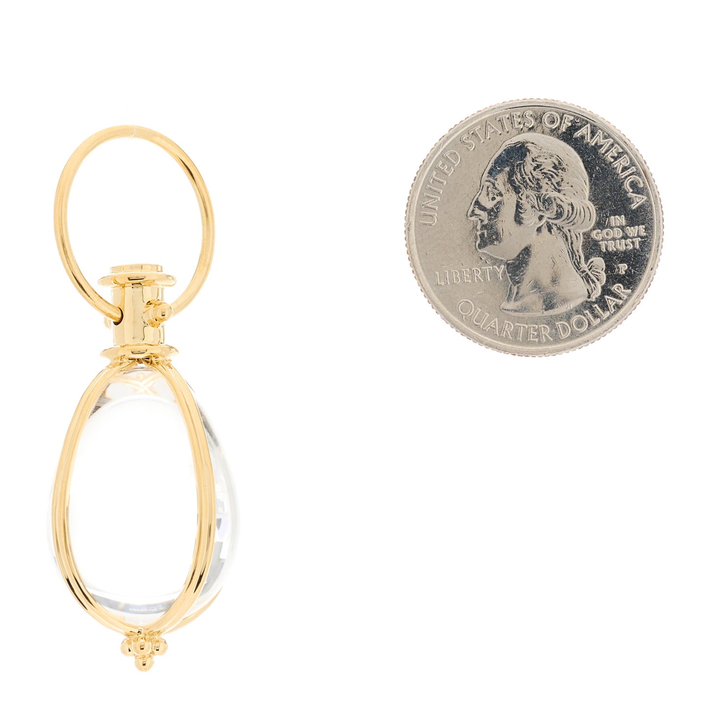 18K Yellow Gold Rock Crystal M Amulet Pendant