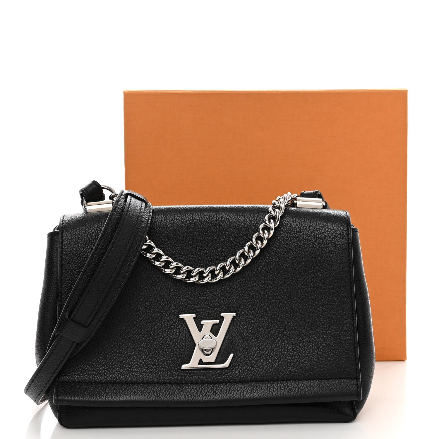 Louis Vuitton Calfskin Lockme II Chain Bag BB Black 10 of 10