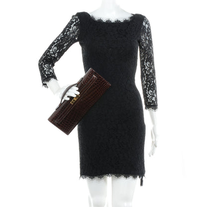 Hermes Niloticus Crocodile Kelly Cut Pochette Havane 2 of 9
