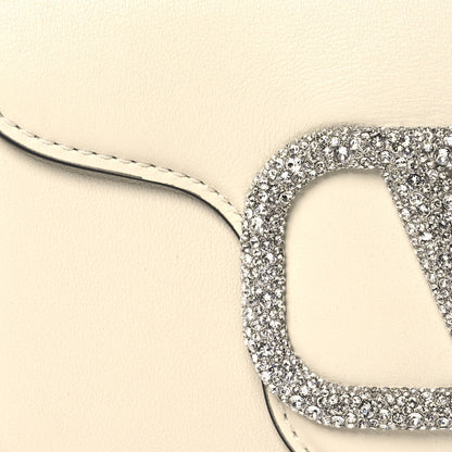 Valentino Garavani Calfskin Crystal Vlogo Small Loco Shoulder Bag Light Ivory 9 of 18