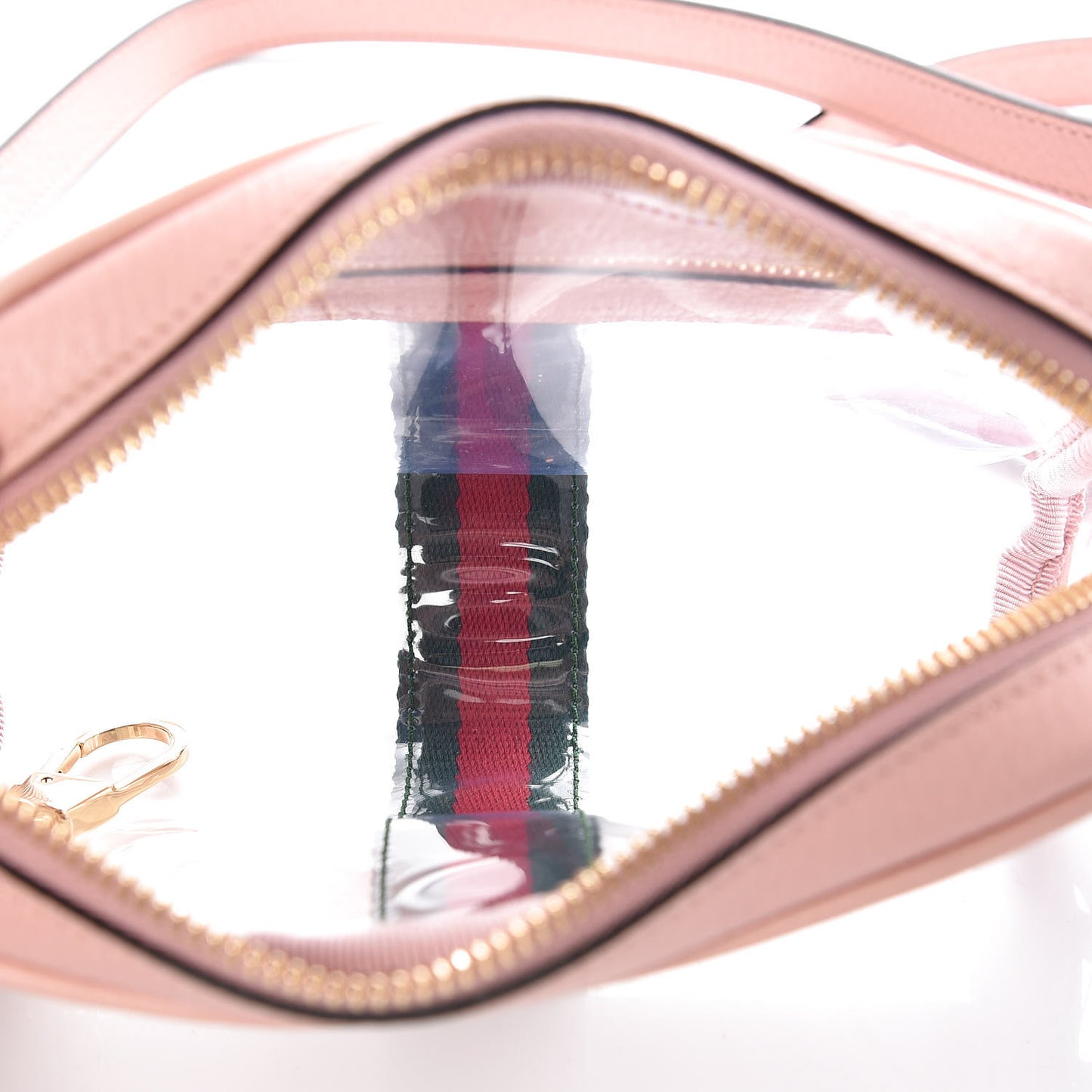 Vinyl Web Mini Ophidia Transparent Shoulder Bag Perfect Pink