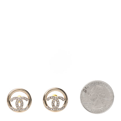 Chanel Crystal CC Round Earrings Gold 2 of 5