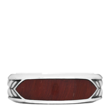 David Yurman Sterling Silver Tigers Eye Mens Chevron Band Ring 62 10 1 of 4
