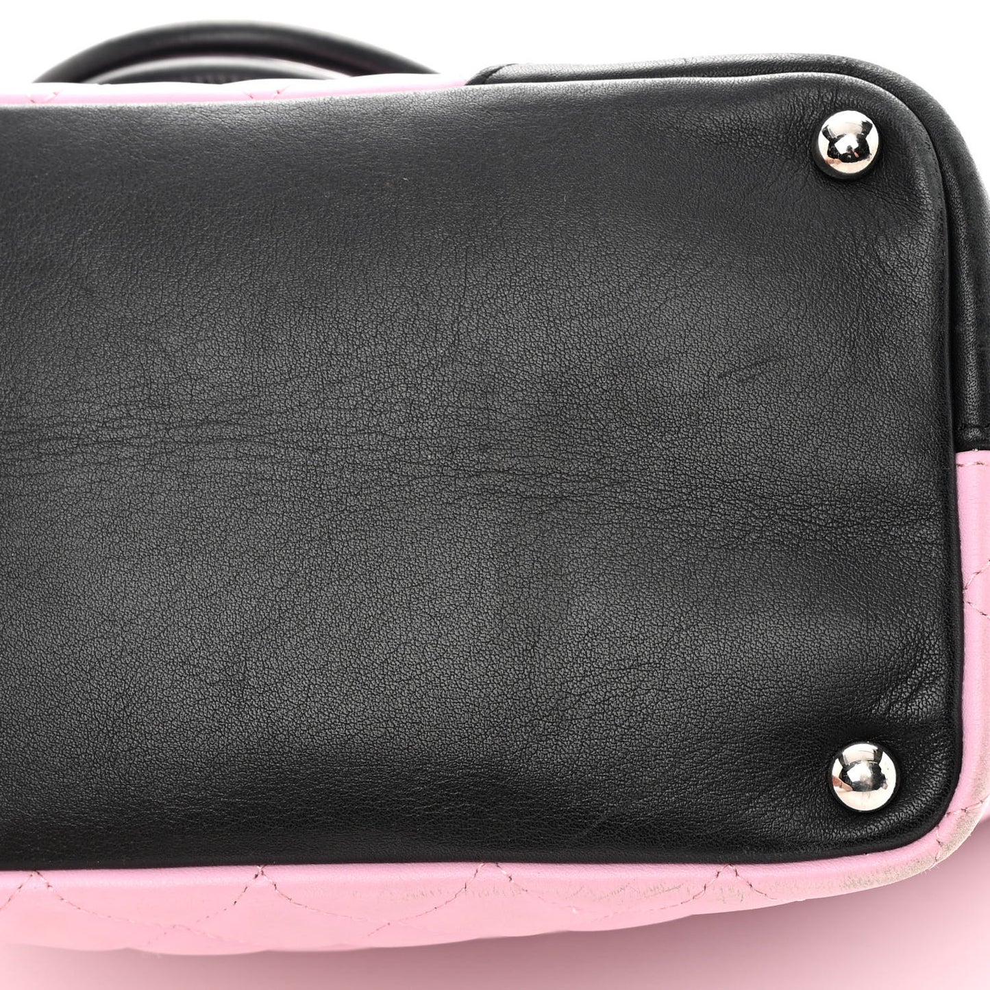 Calfskin Quilted Medium Cambon Tote Pink Black