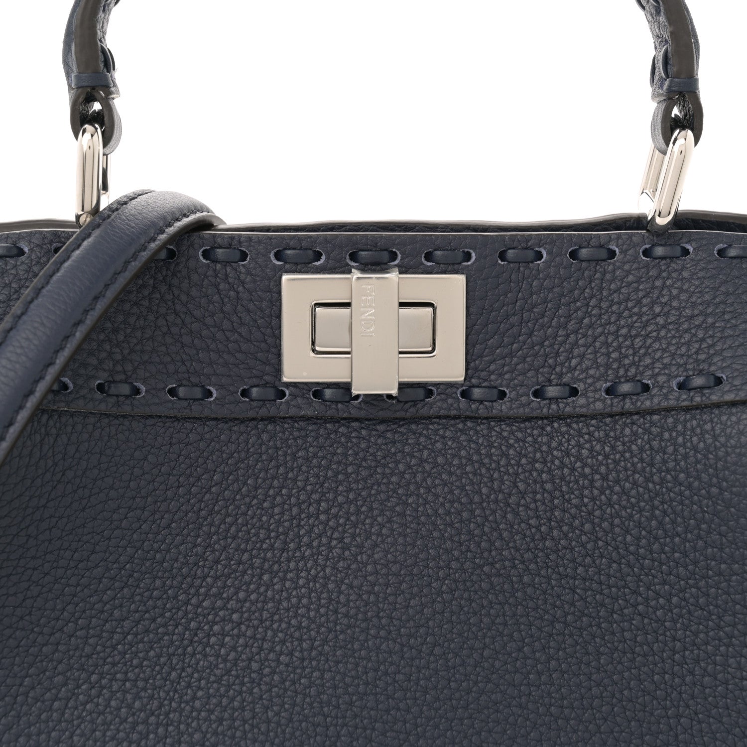 Fendi Cuoio Roma Sellerissima Nappa Sintetica Tape Stitch Mini Peekaboo Notte 8 of 11