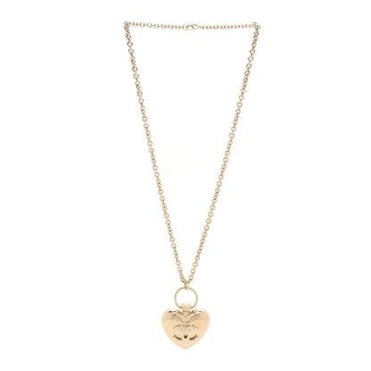 Chanel Metal CC Heart Locket Necklace Gold 2 of 4