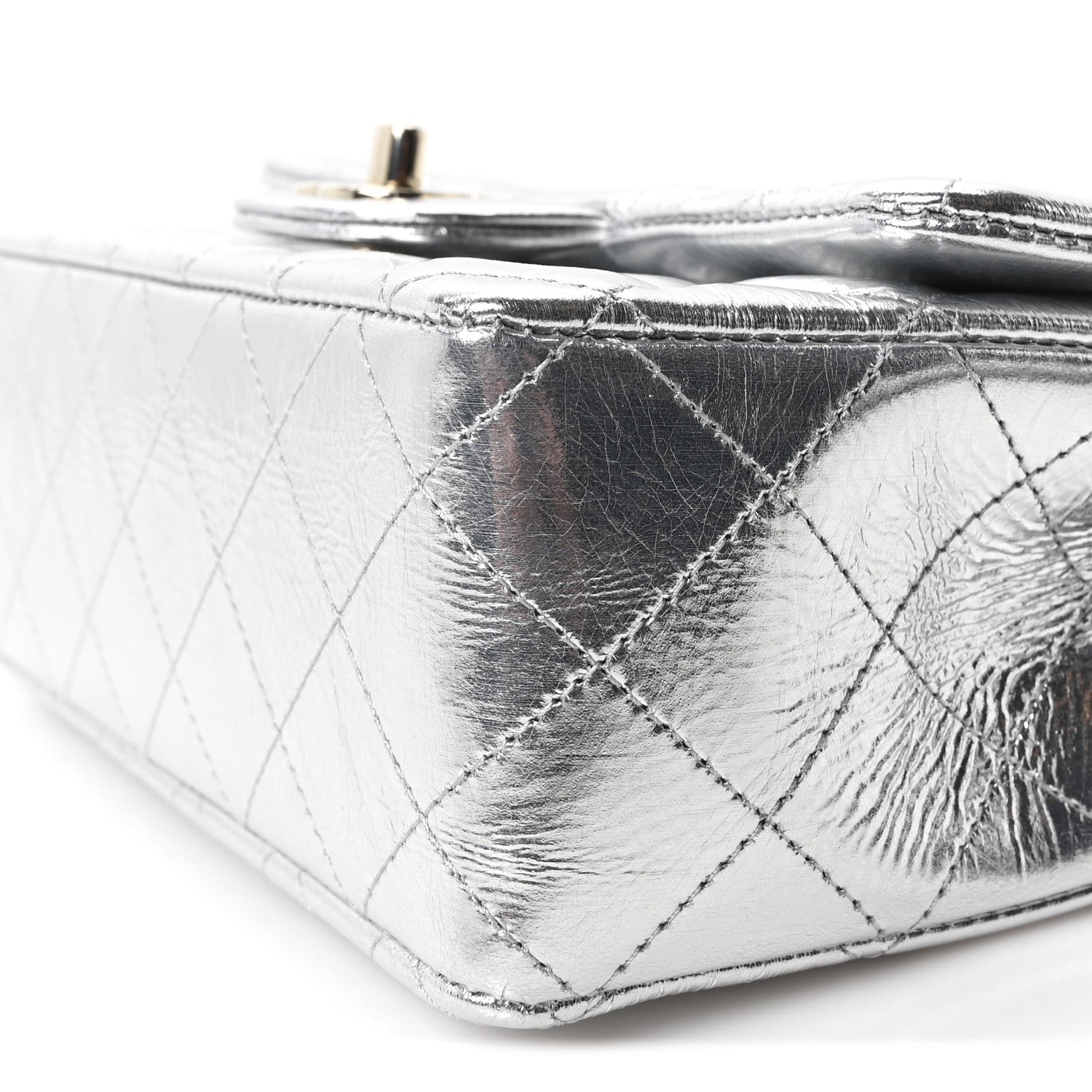 Chanel Hammered Metallic Calfskin Quilted Small Double Flap Silver 10 of 11