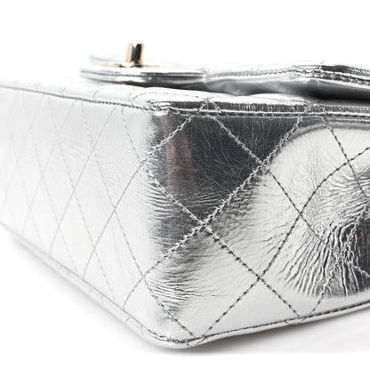 Chanel Hammered Metallic Calfskin Quilted Small Double Flap Silver 10 of 11